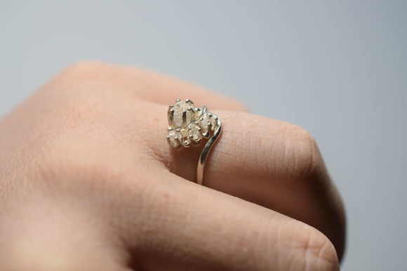 engagement ring, boho wedding ring, rough diamond ring - Picture 2 of 6